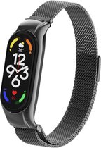 Milanees Smartwatch bandje - Geschikt voor Xiaomi Mi Band 7 Milanese band - zwart - Strap-it Horlogeband / Polsband / Armband