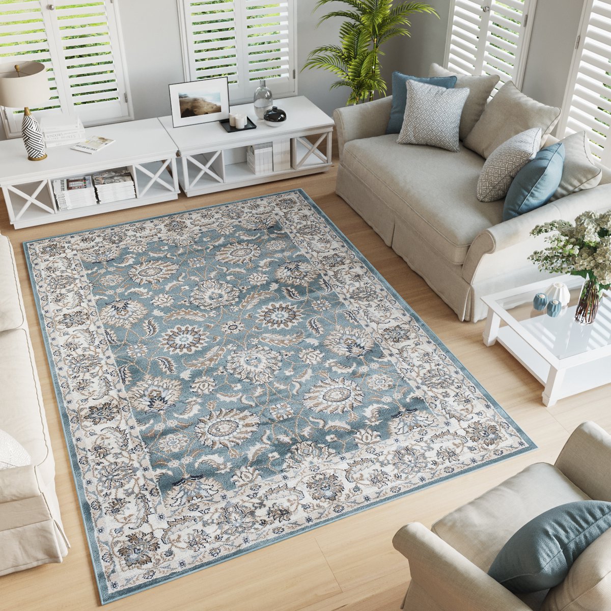 Tapiso Dubai Vloerkleed Oriental Oosters Grijs Tapijten Maat- 250x350 Beige Turquoise