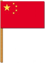 2x Luxe zwaaivlaggen/handvlaggetjes China 30 x 45 cm