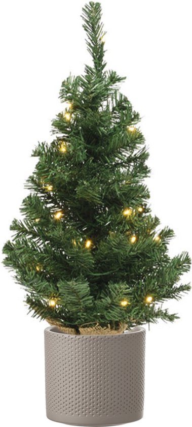 microscoop Schildknaap schijf Volle kunst kerstboom 75 cm met verlichting inclusief taupe pot -  Kunstkerstbomen... | bol.com