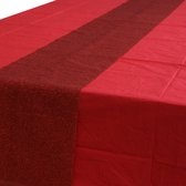 Rood tafelkleed 274 x 137 cm met rode tafelloper met glitters voor de kersttafel - Kerstdecoratie - Kerstversiering