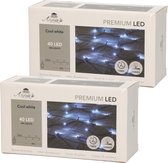 Set de 2 x Lumières de Noël blanc brillant 40 LED avec fonction variateur et minuterie 400 cm - pour extérieur et intérieur - Éclairage de sapin