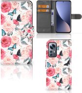 Smartphone Hoesje Xiaomi 12 | 12X Flipcase Cadeautjes voor Moederdag Butterfly Roses