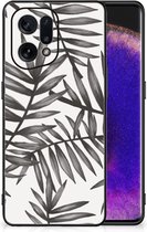 Smartphone Hoesje OPPO Find X5 Back Case TPU Siliconen Hoesje met Zwarte rand Leaves Grey