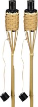 6x stuks bamboe gevlochten tuinfakkels 120 cm  - Tuinfakkel/oliefakkel navulbaar - Tuinverlichting/Tuindecoratie