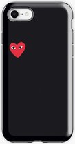 ShieldCase hoesje met hartje geschikt voor Apple iPhone 7/8 beschermhoesje met print - zwart hoesje met rood hartje