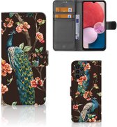 Telefoonhoesje Geschikt voor Samsung Galaxy A13 (4G) Flipcase Cover Pauw met Bloemen