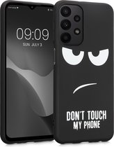 kwmobile telefoonhoesje geschikt voor Samsung Galaxy A23 4G / 5G - Hoesje voor smartphone in wit / zwart - Backcover van TPU - Don't Touch My Phone design