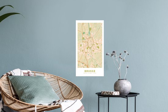 Muurstickers - Sticker Folie - Brugge - Stadskaart - Plattegrond - Kaart - Brugge - 20x40 cm - Plakfolie - Muurstickers Kinderkamer - Zelfklevend Behang - Zelfklevend behangpapier - Stickerfolie