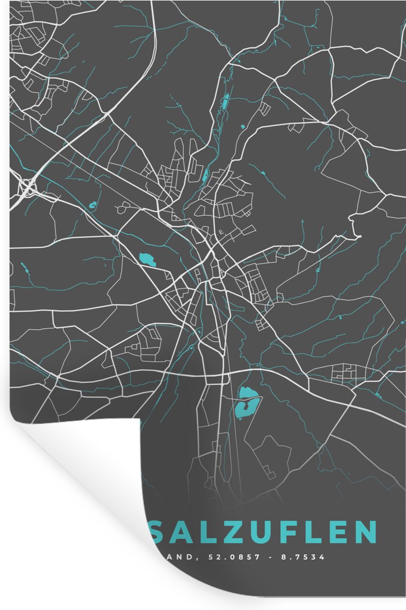 Muurstickers - Sticker Folie - Kaart – Plattegrond – Stadskaart – Bad Salzuflen – Duitslan