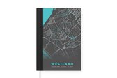 Notitieboek - Schrijfboek - Stadskaart - Westland - Grijs - Blauw - Notitieboekje - A5 formaat - Schrijfblok - Plattegrond
