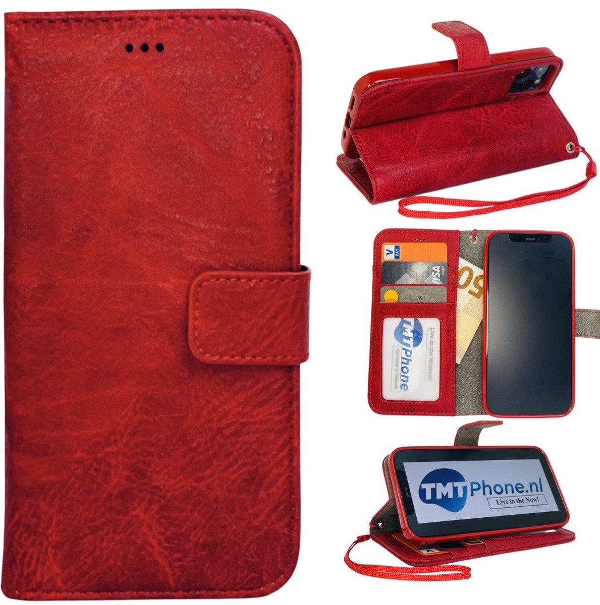 Hoesje Apple iPhone 12 Pro Max – Kunstleer - Book Case - Classic wallet - Rood - TMTphone