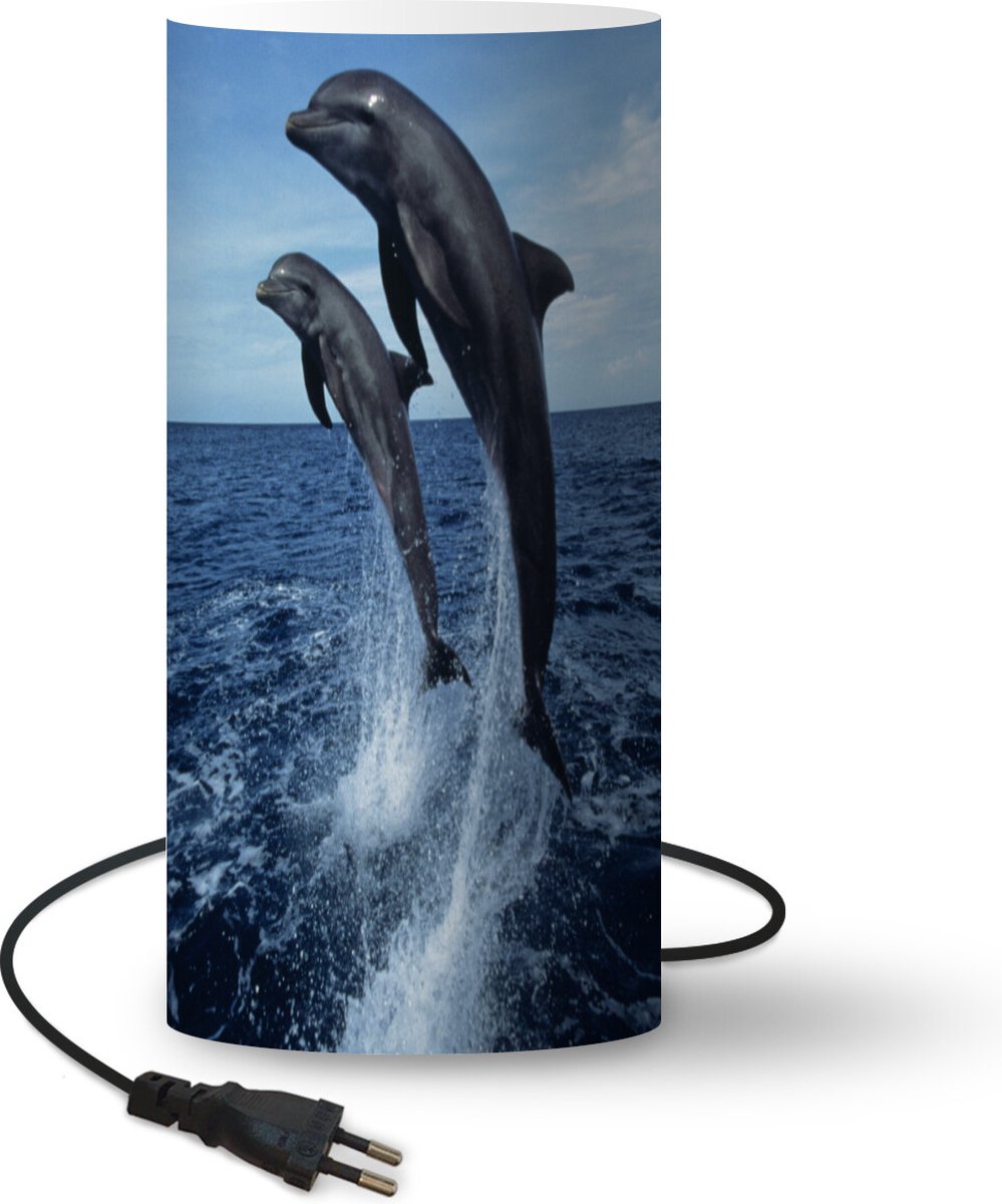 Lamp - Nachtlampje - Tafellamp slaapkamer - Donkere tuimelaars boven het water - 54 cm hoog - Ø24.8 cm - Inclusief LED lamp