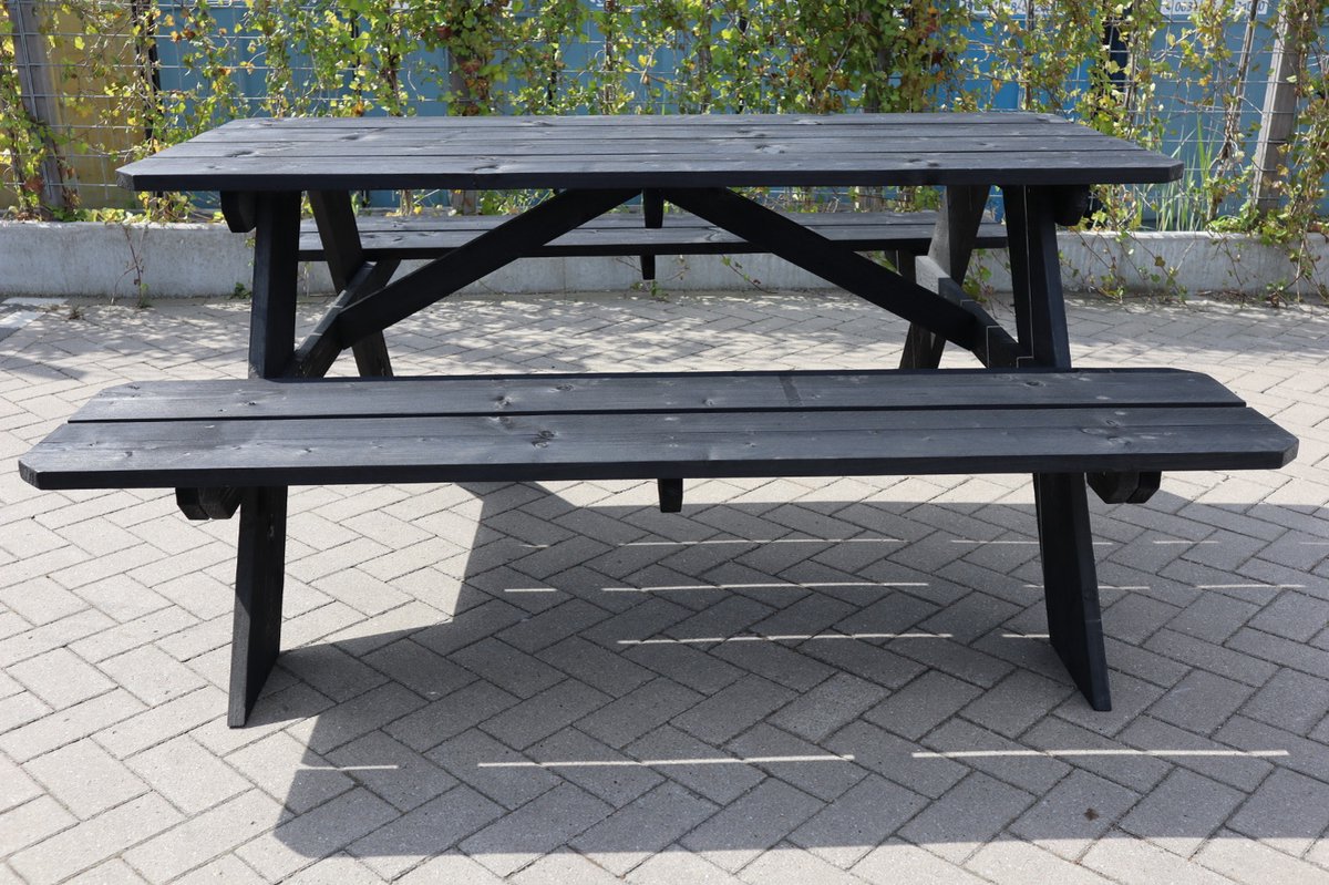 Picknick tafel van zwart steigerhout 180x200x78cm