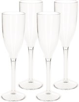 20x verre à champagne/prosecco incassable plastique transparent 15 cl/150 ml - Verres/flûtes à champagne incassables