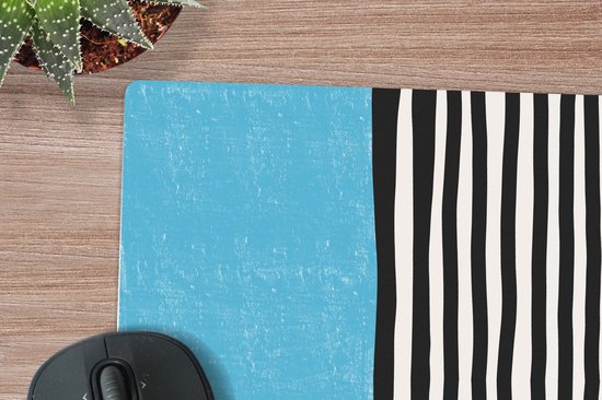 Tapis de souris XXL - Sous-main - Tapis de bureau - Blauw - Zwart - Wit - Abstrait - 60x60 cm - Tapis de souris XXL