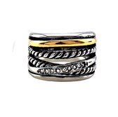 Brede Ring Dames - Roestvrij Stalen Zilver/Goud Kleur - Cutwork-Effect Ring