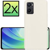 Hoes Geschikt voor OPPO A76 Hoesje Cover Siliconen Back Case Hoes - Wit - 2x