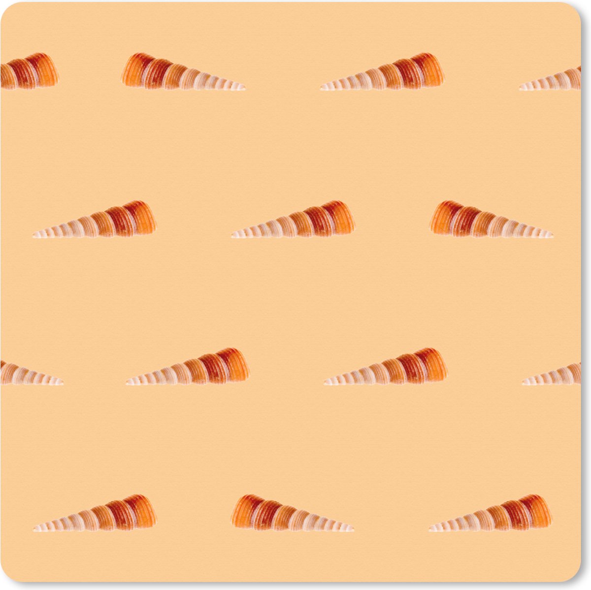 Muismat XXL 50x50 cm - Bureau onderlegger - Bureau mat Schelpen - Patronen - Oranje - Bureaumat - Gaming mousepad xl - Bureaulegger groot - Computer deskmat