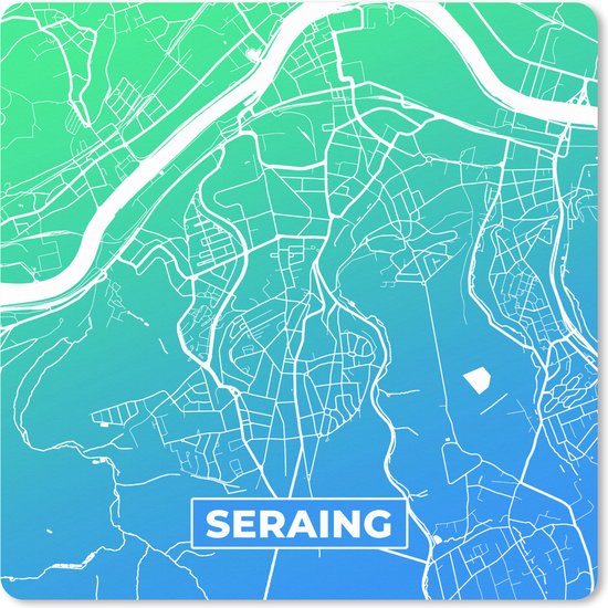 Muismat XXL 40x40 cm - Bureau onderlegger - Bureau mat Stadskaart - Seraing - België - Wallonië - Bureaumat - Gaming mousepad xl - Bureaulegger groot - Computer deskmat