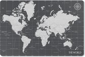 Muismat XXL - Bureau onderlegger - Bureau mat - Wereldkaart - Zwart - Wit - Wereld - 90x60 cm - XXL muismat