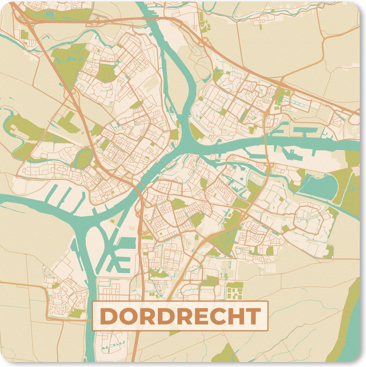 Muismat XXL 40x40 cm - Bureau onderlegger - Bureau mat Kaart - Dordrecht - Vintage - Bureaumat - Gaming mousepad xl - Bureaulegger groot - Computer deskmat