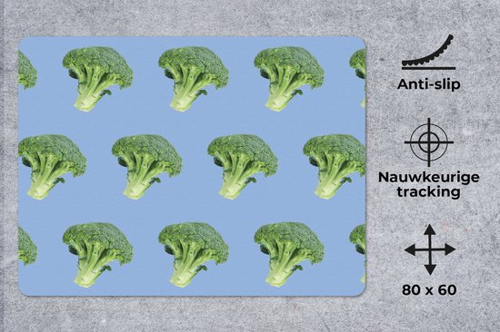 Tapis de souris XXL - Sous-main - Tapis de bureau - Légumes - Brocoli - Motifs - 80x60 cm - Tapis de souris XXL
