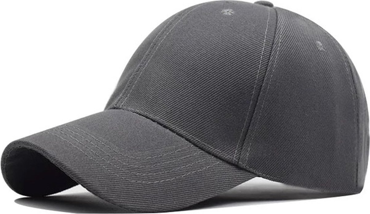 Baseball cap - 6 panelen - Donkergrijs - Pet - Katoen - Baseballcap - Verstelbaar - Unisex - Petten - Cap