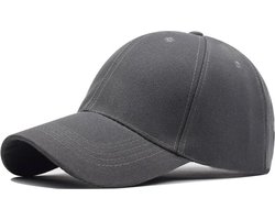 Baseball cap - 6 panelen - Donkergrijs - Pet - Katoen - Baseballcap - Verstelbaar - Unisex - Petten - Cap