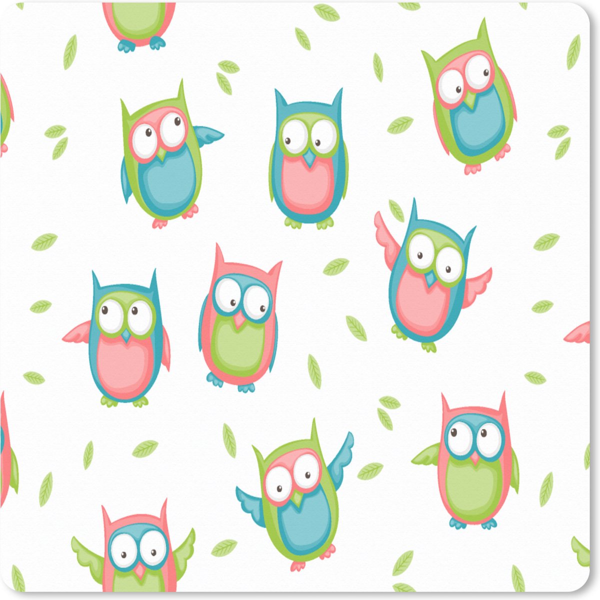Muismat XXL 40x40 cm - Bureau onderlegger - Bureau mat Uilen - Patronen - Kinderen - Bureaumat - Gaming mousepad xl - Bureaulegger groot - Computer deskmat