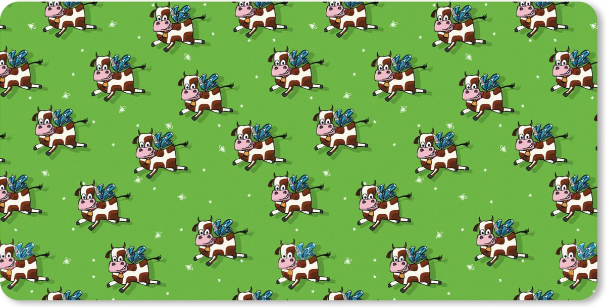 Muismat XXL 120x60 cm - Bureau onderlegger - Bureau mat Koe - Vleugels - Patronen - Kind - Bureaumat - Gaming mousepad xl - Bureaulegger groot - Computer deskmat