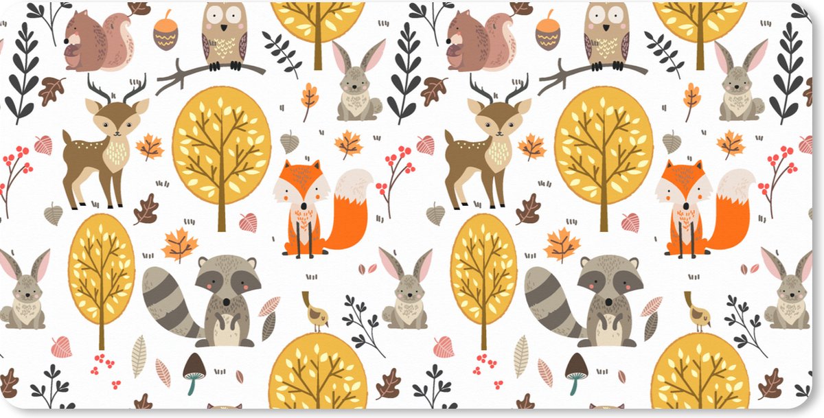Muismat XXL 100x50 cm - Bureau onderlegger - Bureau mat Design - Dieren - Bos - Bureaumat - Gaming mousepad xl - Bureaulegger groot - Computer deskmat
