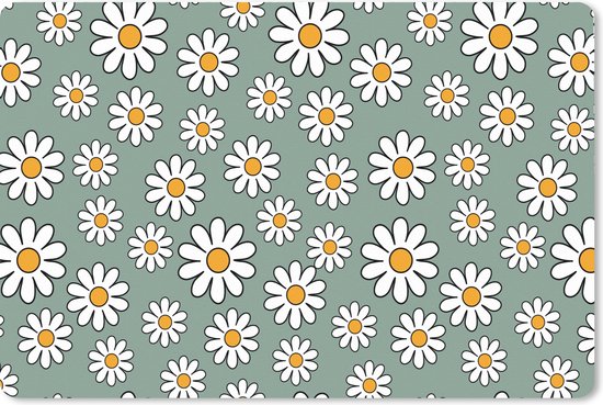 Muismat XXL 90x60 cm - Bureau onderlegger - Bureau mat Patronen - Vintage - Bloemen - Madelief - Bureaumat - Gaming mousepad xl - Bureaulegger groot - Computer deskmat