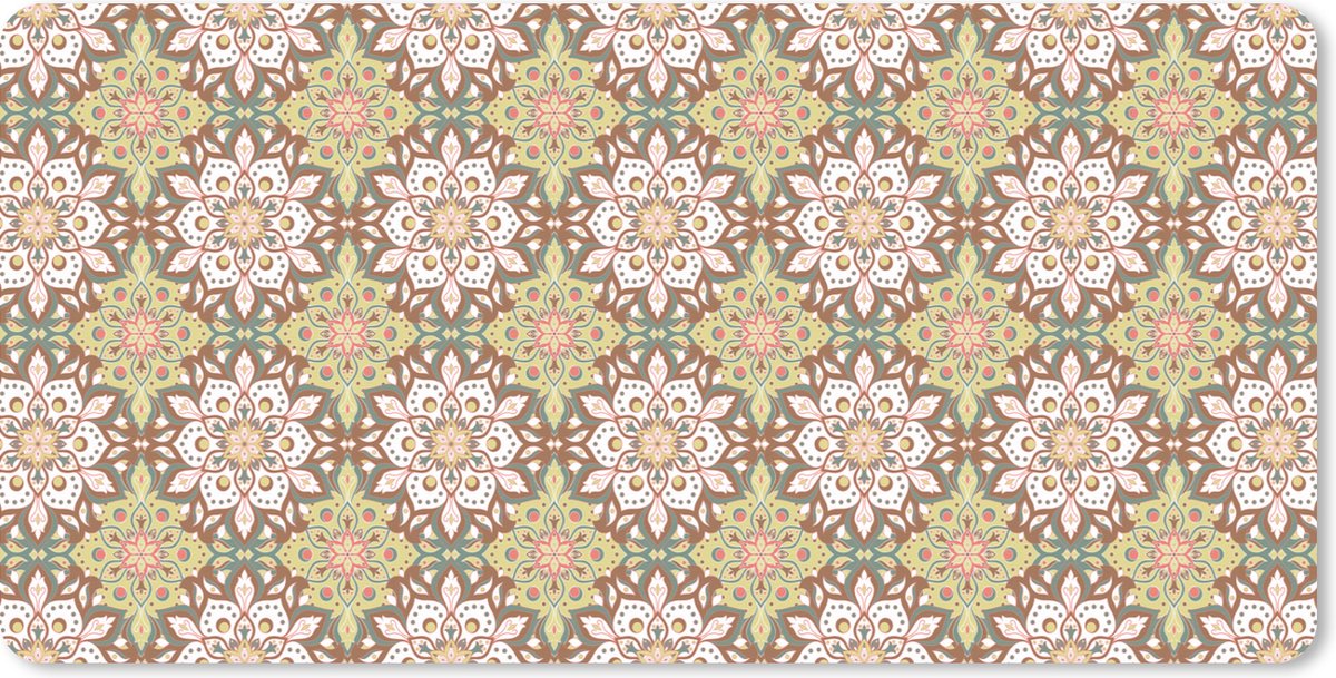 Muismat XXL 90x45 cm - Bureau onderlegger - Bureau mat Mandala - Bohemian - Bloemen - Patronen - Bureaumat - Gaming mousepad xl - Bureaulegger groot - Computer deskmat
