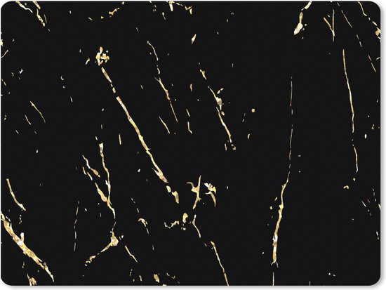 Tapis de souris XXL - Sous-main - Tapis de bureau - Marbre - Zwart - Or - Luxe - 80x60 cm - Tapis de souris XXL