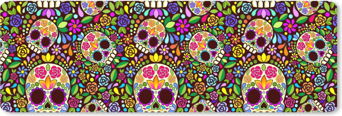Muismat XXL 90x30 cm - Bureau onderlegger - Bureau mat Bloemen - Skull - Patronen - Bureaumat - Gaming mousepad xl - Bureaulegger groot - Computer deskmat