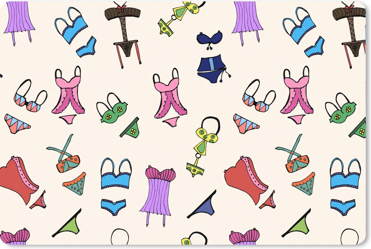 Muismat XXL 90x60 cm - Bureau onderlegger - Bureau mat Lingerie - Ondergoed - Patroon - Bureaumat - Gaming mousepad xl - Bureaulegger groot - Computer deskmat