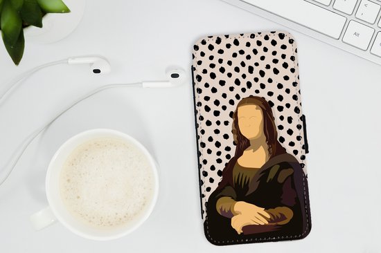 Bookcase Convient pour étui de téléphone iPhone 12 Pro Max - Pastel - Mona Lisa - Points - Maîtres anciens - Avec compartiments - Étui portefeuille avec fermeture magnétique