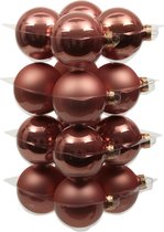 32x stuks kerstversiering kerstballen koraal roze van glas - 8 cm - mat/glans - Kerstboomversiering