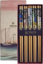 Tokyo Design Studio - Chopsticks Set - Eetstokjes Hout - Inclusief Geschenkdoos - Woodblocks - 5 paar