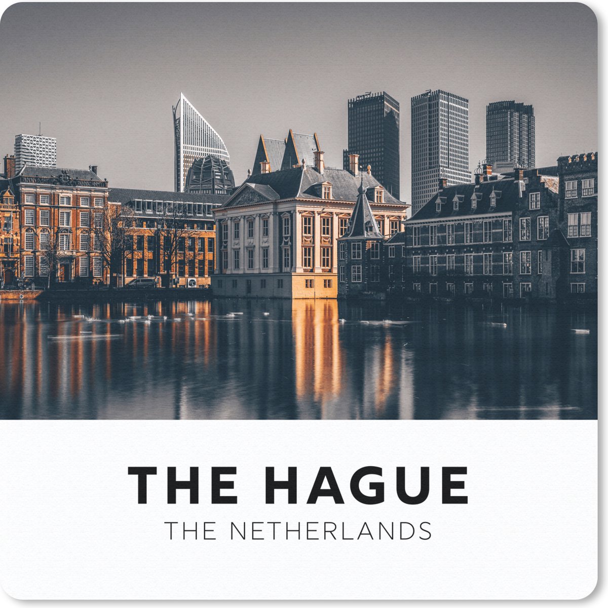 Muismat 30x30 cm - Mousepad Nederland - Avond - Huizen - Muismatten