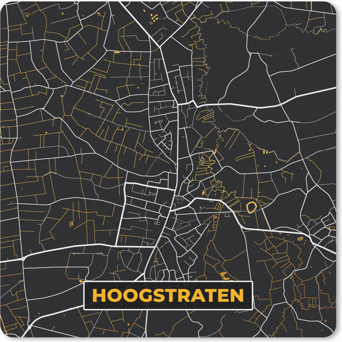 Muismat 20x20 cm - Mousepad Kaart - Hoogstraten - Stadskaart - Goud - Plattegrond - Muismatten - Stadskaart