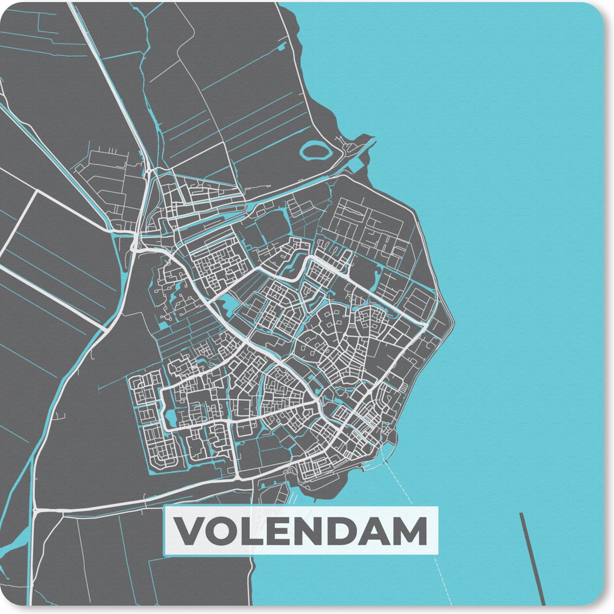 Muismat 20x20 cm - Mousepad Volendam - Kaart - Plattegrond - Stadskaart - Muismatten - Stadskaart
