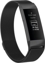 Fitbit Charge 4 / Charge 3 Bandje Milanese Staal Magnetisch Zwart