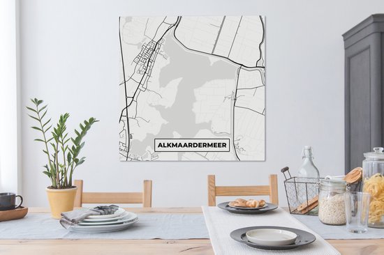 Canvas Schilderij Kaart - Alkmaardermeer - Meer - Plattegrond - Stadskaart - 90x90 cm - Wanddecoratie