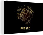 Canvas Schilderij Bergen - Kaart - Goud - België – Stadskaart – Plattegrond - 120x80 cm - Wanddecoratie
