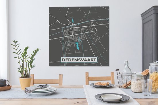 Peinture sur toile Carte de la ville - Dedemsvaart - Plan d'étage - Carte - 90x90 cm - Décoration murale