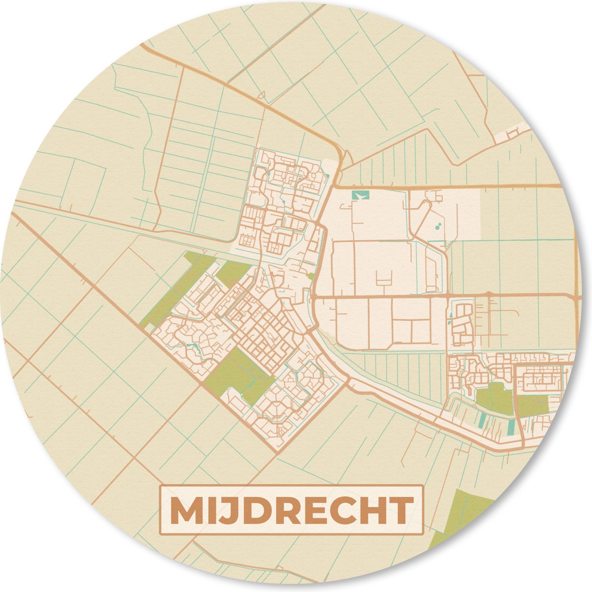 Muismat rond 30x30 cm - Mousepad Stadskaart - Mijdrecht - Plattegrond - Kaart - Ronde muismatten - Stadskaart
