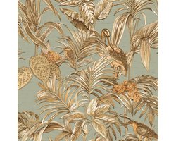 DUTCH WALLCOVERINGS Behang Bird-of-Paradise groenblauw