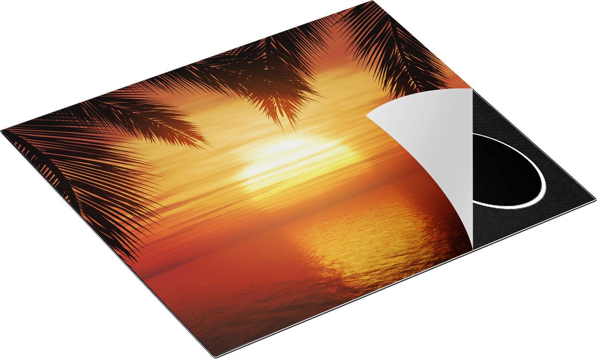 Chefcare Inductie Beschermer Zonsondergang op het Strand met Palmbomen - 58,3x51,3 cm - Afdekplaat Inductie - Kookplaat Beschermer - Inductie Mat